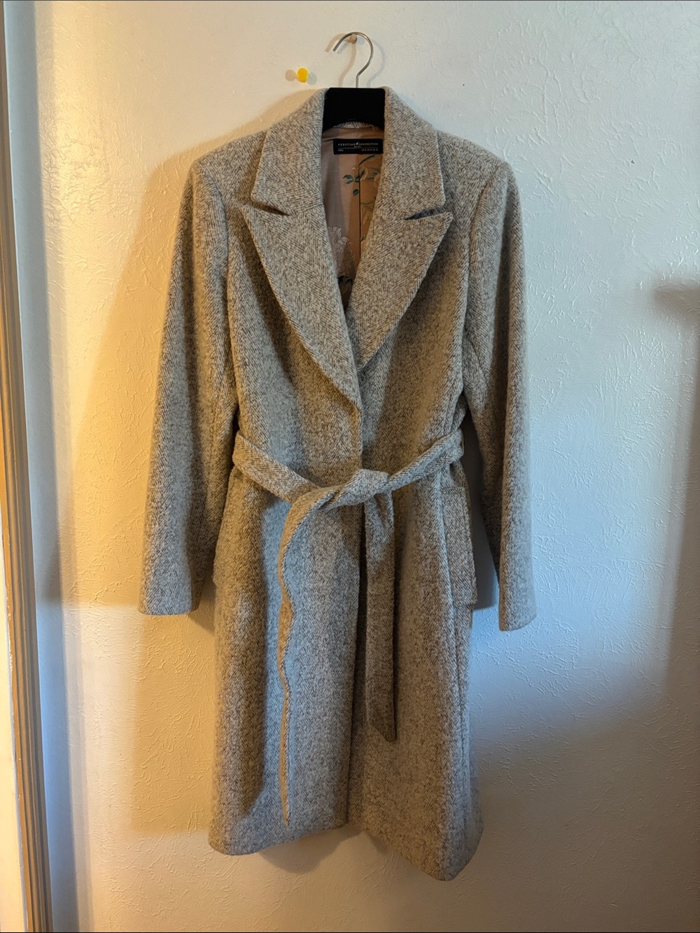 Peruvian Connection Cream Wool-Blend Coat with Floral Lining